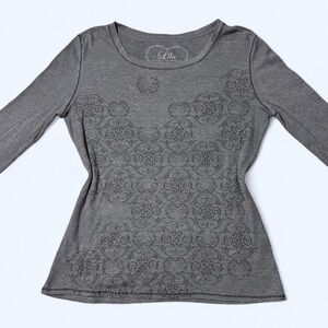 Grunge Grey Floral Waffle Knit Top by Lilu!